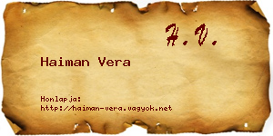 Haiman Vera névjegykártya